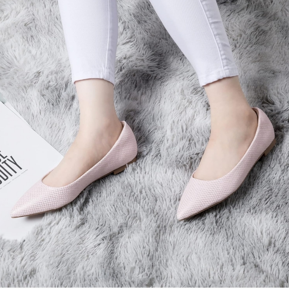 Women's Pointed Toe Ballet Flats in Light Pink